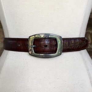 Vintage 90’s Belt M Leather Brown Croc Silver